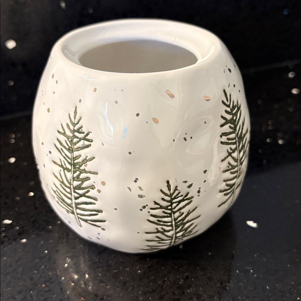 NWT Sugar Bowl Lid Potter’s Studio Ceramic Pine Christmas Tree Gold Snow Winter - Picture 6 of 8